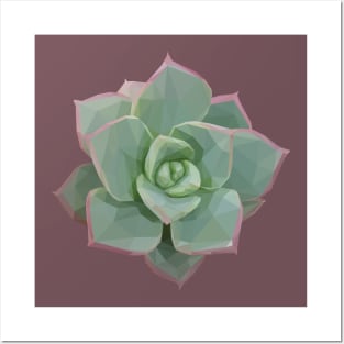 Low Poly Green and Pink Succulent Posters and Art